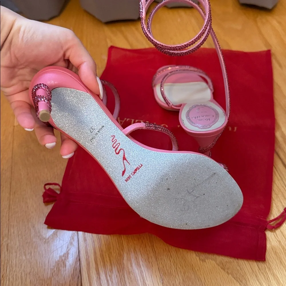 Authentic René Caovilla Pink Cleo crystal embellished heels - Picture 7 of 9